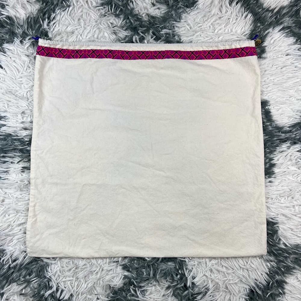 Tory Burch Canvas Drawstring Large 20" X 18.5" Dust Bag Storage Purse Shoe Charm